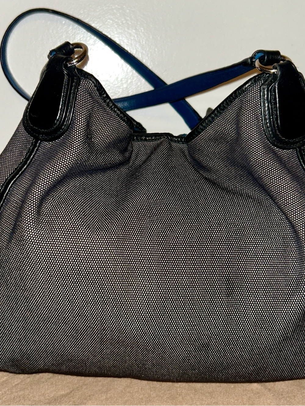 Coach Edie 31 Black & Blue Needlepoint Canvas Horse & Carriage Shoulder Bag
EUC - Picture 9 of 16